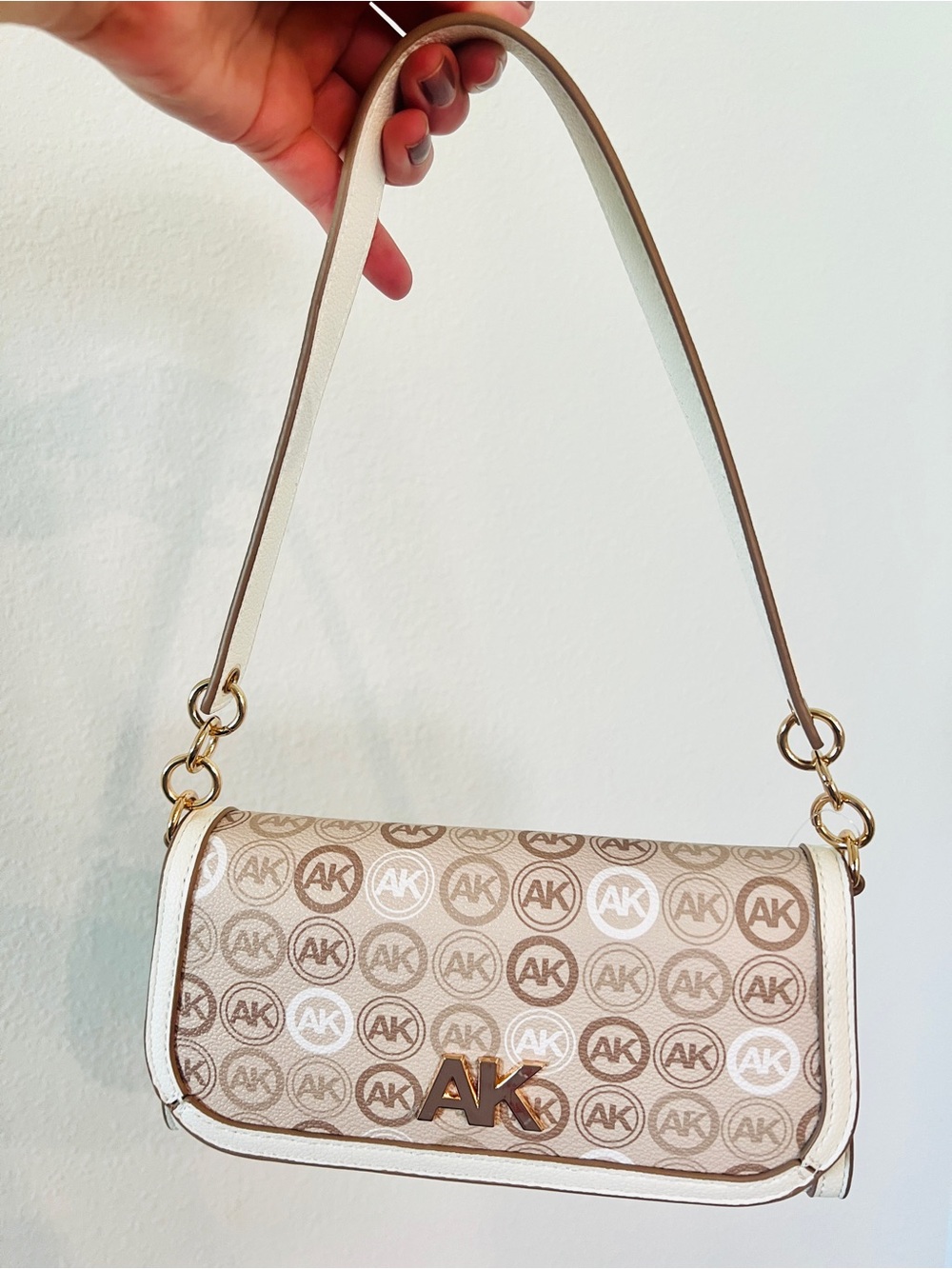 NWT Y2K Monogram Baguette Shoulder Bag Beige • Mini Trendy Purse • 90s IT Girl